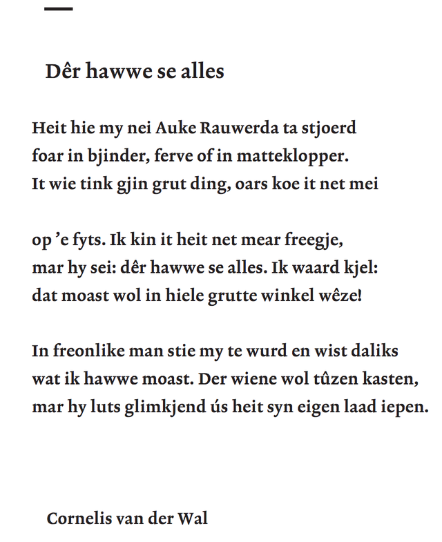 It gedicht fan Cornelis van der Wal 